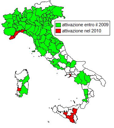 Programmi di screening colorettale per anno di attivazione Popolazione italiana