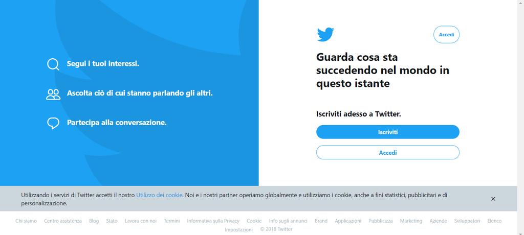 twitter Twitter è un servizio gratuito di social networking e microblogging che fornisce agli utenti una