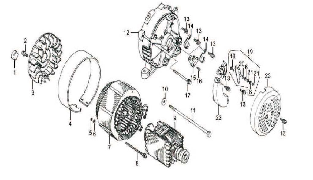 STATORE e ROTORE - STATOR & ROTOR 18 CODICE - CODE DESCRIZIONE - DESCRIPTION QT 1 LC E30103233000 GROMMET CRANKCASE 1 2 LC SB05140000000DL SCREW TAPPING 5X12 3 3 LC E30125233000 VENTOLA - FAN GEN.