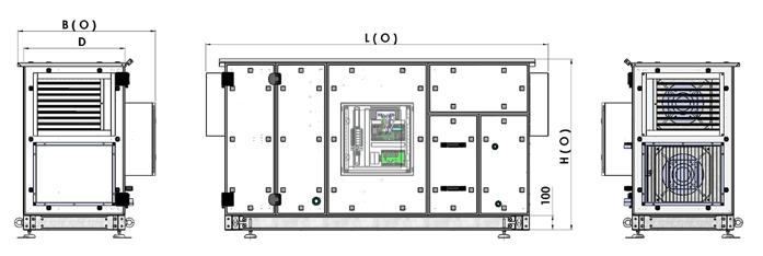 Dimensioni Zehnder ComfoAir XL-A 800 / 1500 installazione all interno (I) Dimensioni Zehnder ComfoAir XL-A 800 / 1500 installazione all esterno (O) Modello L 1) B H 2) D Lunghezze aggiuntive