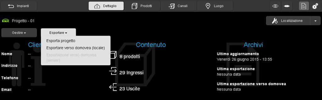 ARCHIVIAZIONE DEL PROGETTO - Introdurre la chiavetta USB in una delle porte USB del server di configurazione.