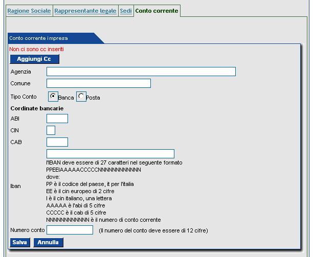 Inserire i dati richiesti e premere Salva.