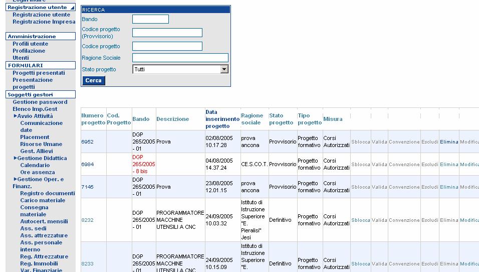 A questo punto comparirà l elenco dei vari progetti. Per accedere alle pagine successive basta premere sulla successione di pagine in basso a sinistra.