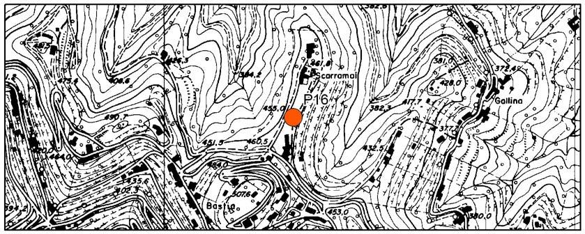 1 - DATI IDENTIFICATIVI n di riferiento e denoinazione P16 Località Scarraai Coune Bergao Provincia Sezione CTR C5b2 Coordinate chiloche Gauss Boaga (da CTR) Latitudine 11.550.313 Longitudine 5.062.