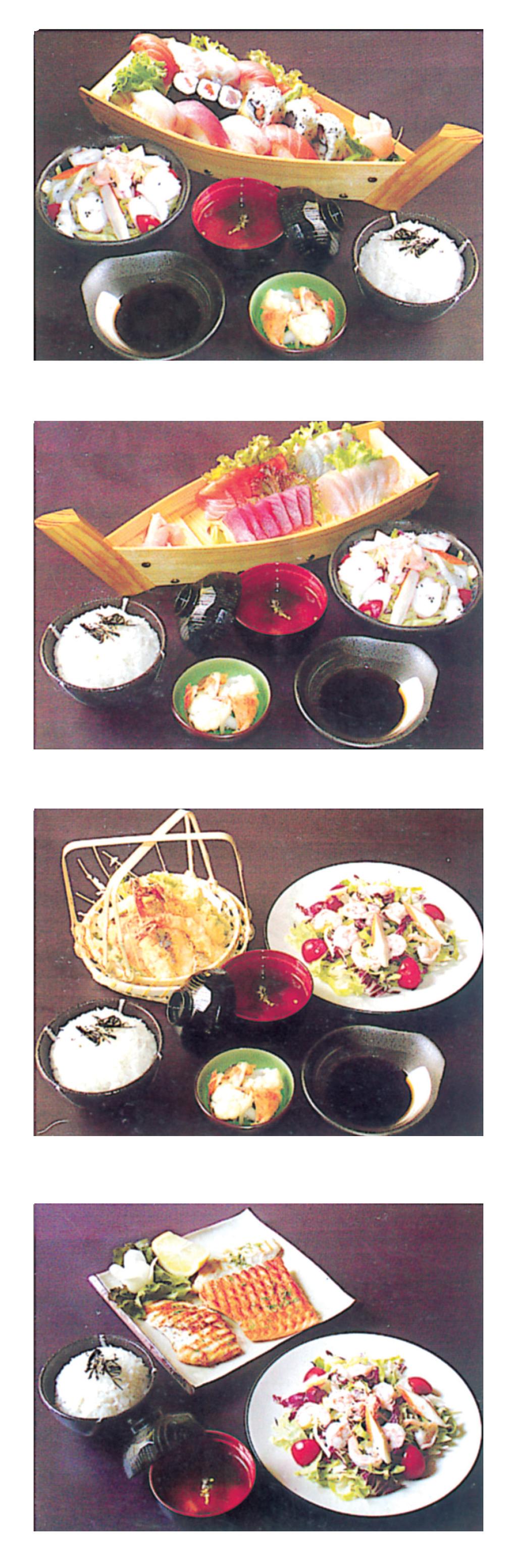 MENU FISSO MENU A - SUSHI Misto di sushi Insalata di mare Zuppa di miso Riso con verdura 20,00 MENU B - SASHIMI Misto di sashimi Insalata di mare Zuppa di miso Riso con verdura 22,00