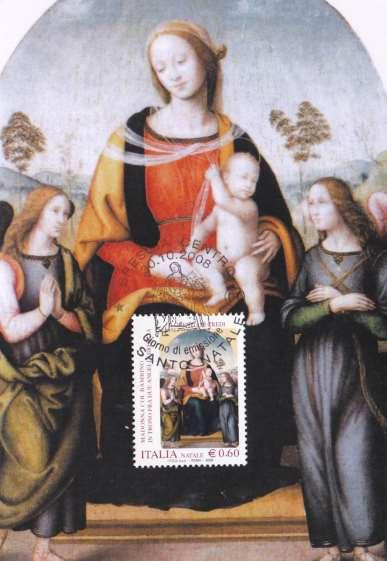 Natale 2008 Madonna su trono con Bambino fra due Angeli-