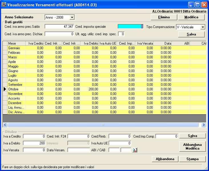 3.6 Inserimento del credito Iva dell esercizio precedente Il credito Iva dell esercizio viene automaticamente determinato con la liquidazione Iva dell esercizio.