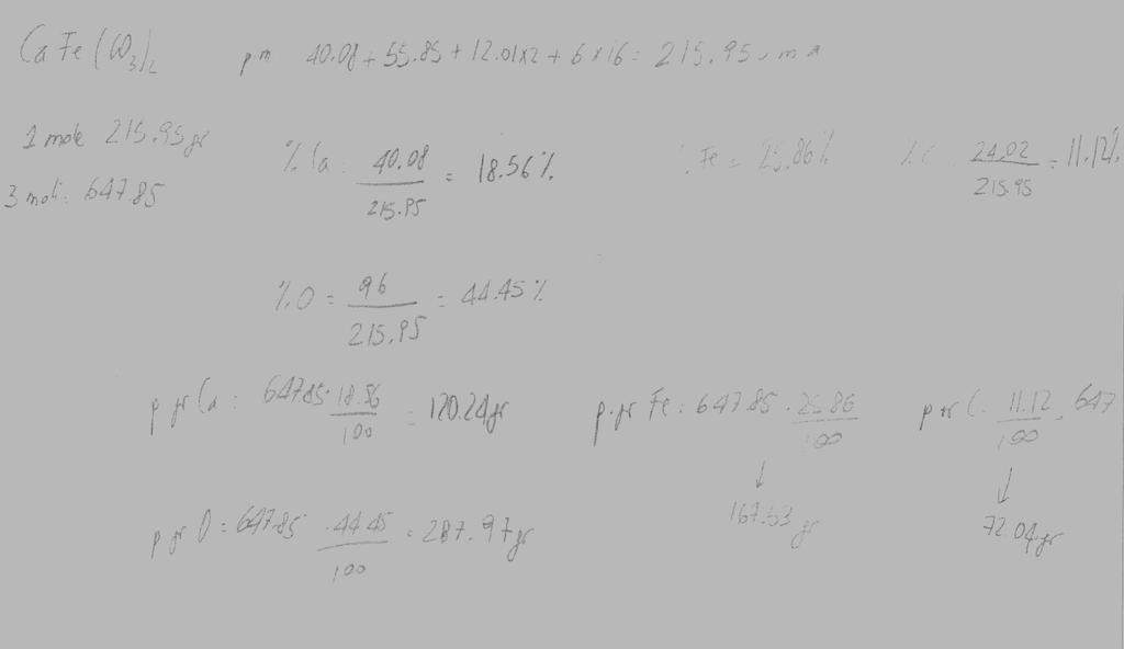 Determinare il peso in grammi dei vari elementi