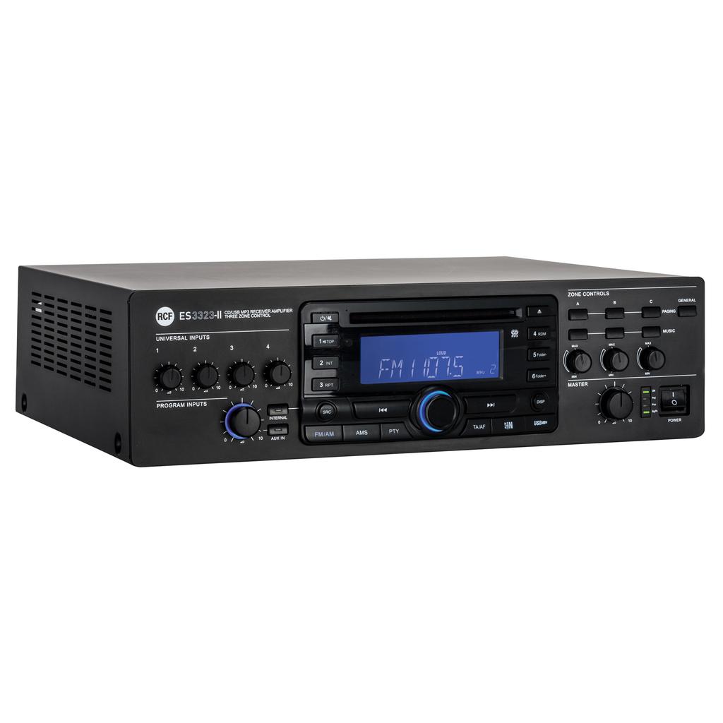 ES 3323 II AMPLIFICATORE CON SORGENTE CD/USB/BLUETOOTH MP3 E SELEZIONE 3 ZONE DESCRIZIONE ES 3323 è un mixer-amplificatore avente 4 ingressi audio mic.