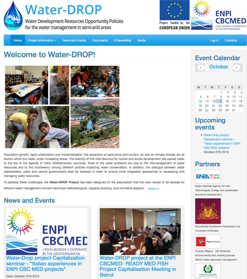 Water-DROP sito: Project information Partner Cv + description News & events