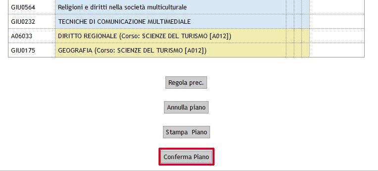 MAI lasciarlo in bozza, bisogna confermarlo! In fondo alla schermata cliccare su Conferma piano.