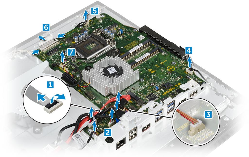 4 Rimuovere la scheda di sistema: a Rimuovere le viti