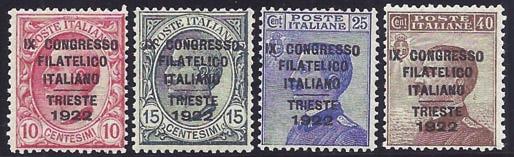 Normale centratura. 60,00 100 1916 Michetti. 20 c. (107). Buona centratura. 150,00 101 1921 Venezia Giulia (113/115). Ottima centr.