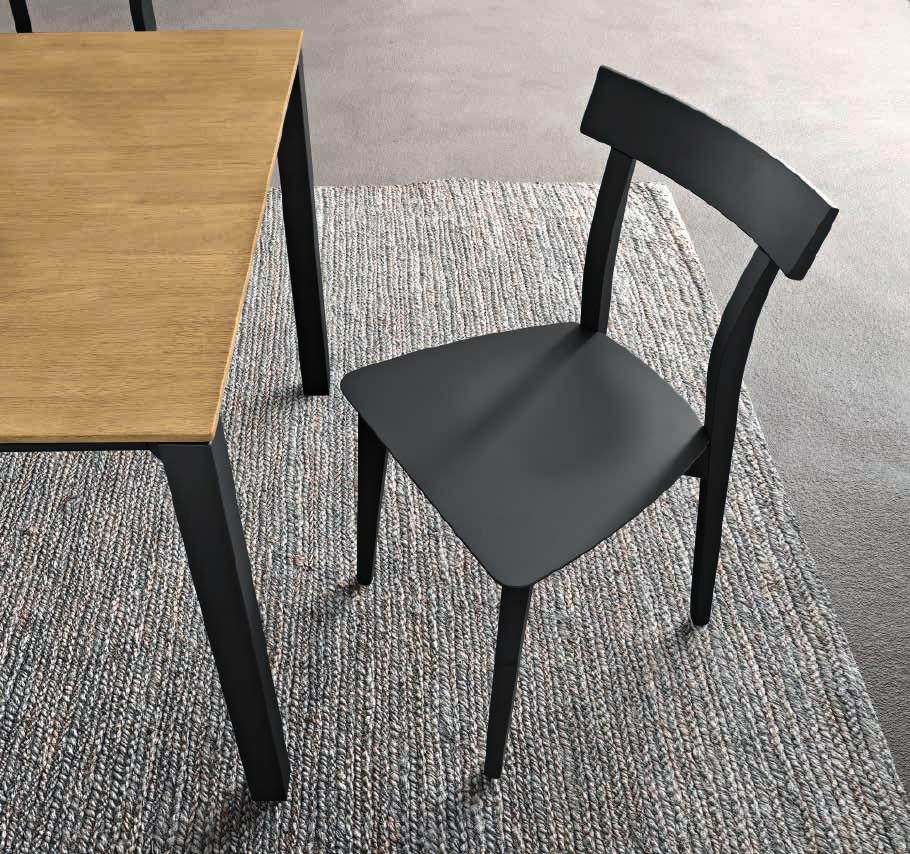 sedia GRACE - cod. 2GR3AA fin. ANTRACITE GRACE chair ANTHRACITE finishing tavolo BASIC - cod. 1BA4NA fin.