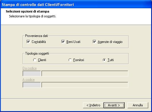 Se è già stato effettuato il riporto dei dati dai moduli della Linea Contabile o della Linea Azienda, vengono proposte le scelte fatte nella fase di riporto.