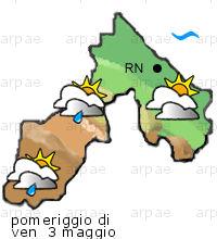 bollettino meteo per la provincia di Rimini weather forecast for the Rimini province costa coast Temp MAX 18 C 14 C Pioggia Rain 2mm 0mm Vento Wind 46km/h 53km/h costa coast Temp.