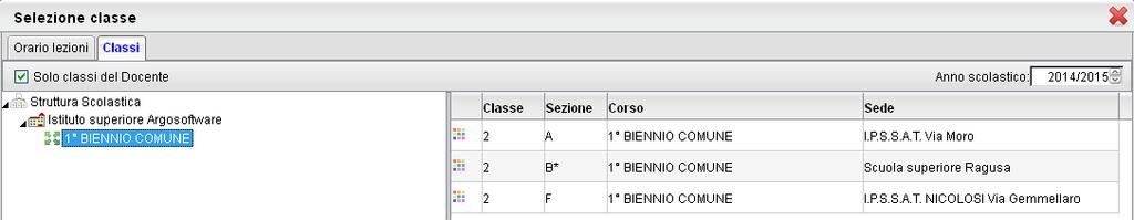 TAB classi Tramite la Tab. Classi, inoltre, potrà connettersi a una qualunque classe della scuola, per il giorno corrente, per effettuare ad es. una sostituzione o una compresenza.