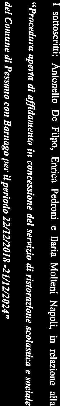 p.c., dichiarano del Comune di Pessano con Bornago per il periodo 22/12/2018-2 1/12/2024 Procedura aperta di affidamento bi con cessione del