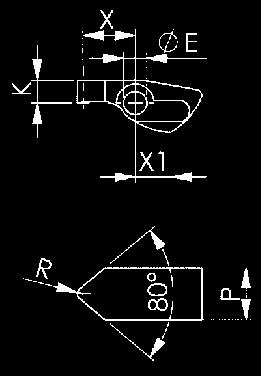 Leva di bloccaggio Nr. 6958S Leva di bloccaggio in acciaio acciaio temprato, per dispositivo di bloccaggio verticale n. 6958Ax pressione di esercizio max. 250 bar. * X1 = lunghezza leva a 90 N.