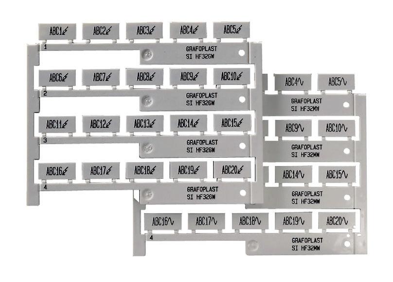 TESSERE PER TELERUTTORI TIPO DIMENSIONI CONFEZIONE BIANCO GIALLO GRIGIO SPECIFICHE 17 x 8 mm 240 unità SIHF32FW - - 20 x 9 mm 240 unità SIHF32GW - - TESSERE PER TELERUTTORI 17 x 12 mm 288