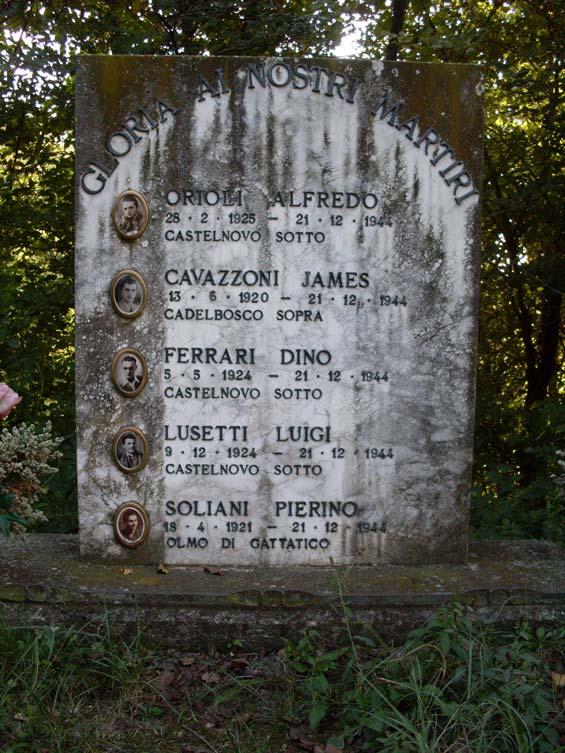 RE Cavazzoli, Roncocesi, Sess In Memoria delle Vittme uccise in loco Trattasi di una lastra di marmo infissa su di una base in cemento.
