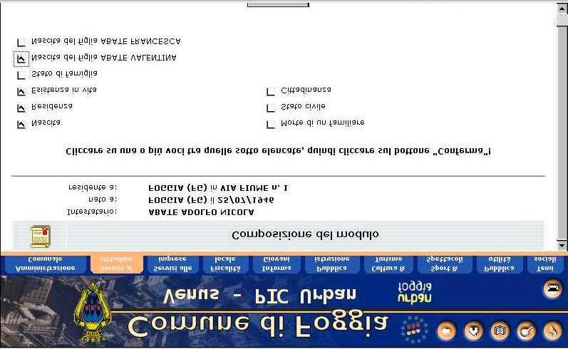Servizi on-line : Autocertificazione Assistita L accesso all archivio anagrafe consente di visualizzare