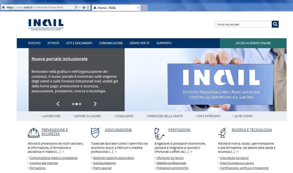 Come accedere alla denuncia di silicosi/asbestosi online COME ACCEDERE ALLA DENUNCIA DI SILICOSI/ASBESTOSI ONLINE SITO INAIL Il primo