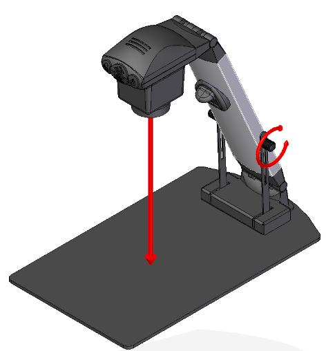 Regolazione dell'altezza Muovere la testa della videocamera sino a raggiungere l'altezza corretta al di sopra del tavolo, che dipenderà dalla lunghezza focale dell'obiettivo usato.