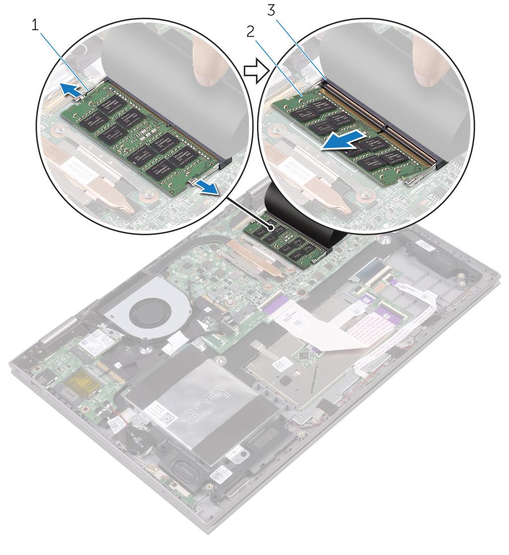 3 Rimuovere il modulo di memoria dallo slot corrispondente. Figura 5.