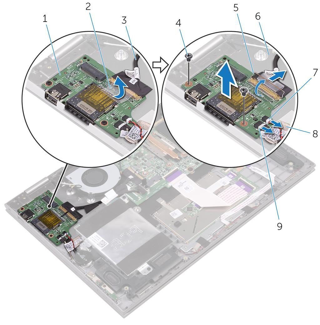 7 Estrarre la scheda di I/O dal gruppo del supporto per i polsi. Figura 20.