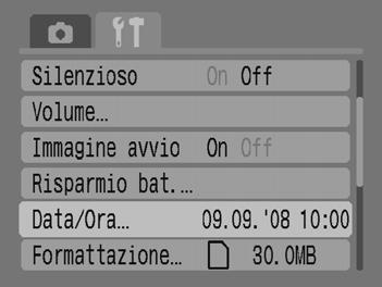 Modifica della data e dell'ora Impostazione della data e dell'ora È possibile modificare la data e l'ora in base alle proprie esigenze. Visualizzare i menu. Premere il pulsante.