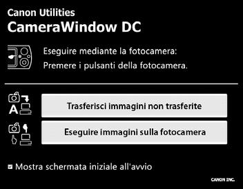 Trasferimento delle immagini su un computer Macintosh Viene visualizzato CameraWindow.