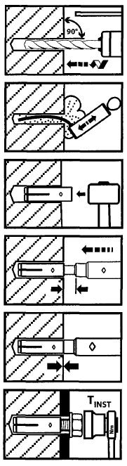 Pagina 15 ETA-02/0044, rilasciato il 4 marzo 2011 Istruzioni di montaggio Forare verticalmente alla superficie del fondo di ancoraggio Pulire il foro partendo dal fondo Implementare l ancorante