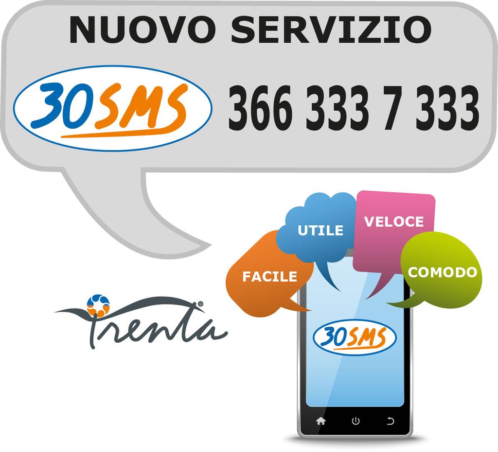 TRENTA INFORMAZIONI COMMERCIALI E disponibile per tutti i cellulari o smartphone che inviano messaggi SMS.