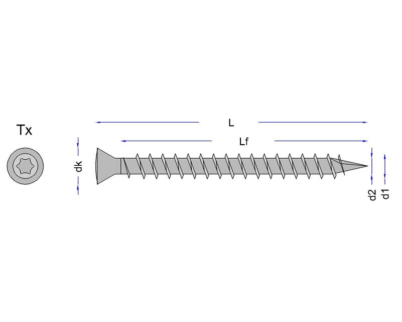 VTRX > Vite Torx in Testa Ridotta Inox A2 CE Testa Torx svasata ridotta Filetto totale spaziato tagliente e profondo