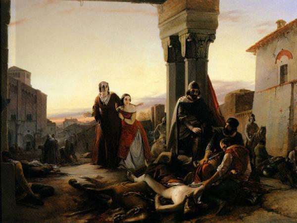 La madre di Ricciardino Langosco in traccia del cadavere del figlio ucciso nella espugnazione di Pavia per le armi di Matteo Visconti l'anno 1315 Massacra, Pasquale