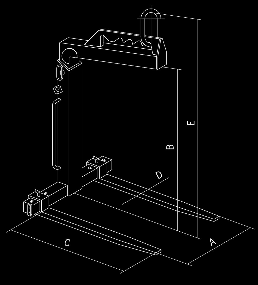 Tigrip Attrezzature di sollevamento Forche per gru Forche per gru con bilanciamento manuale modello TKG vh 1000-5000 Queste forche per gru sono dotate di pale a larghezza regolabile e di altezza è