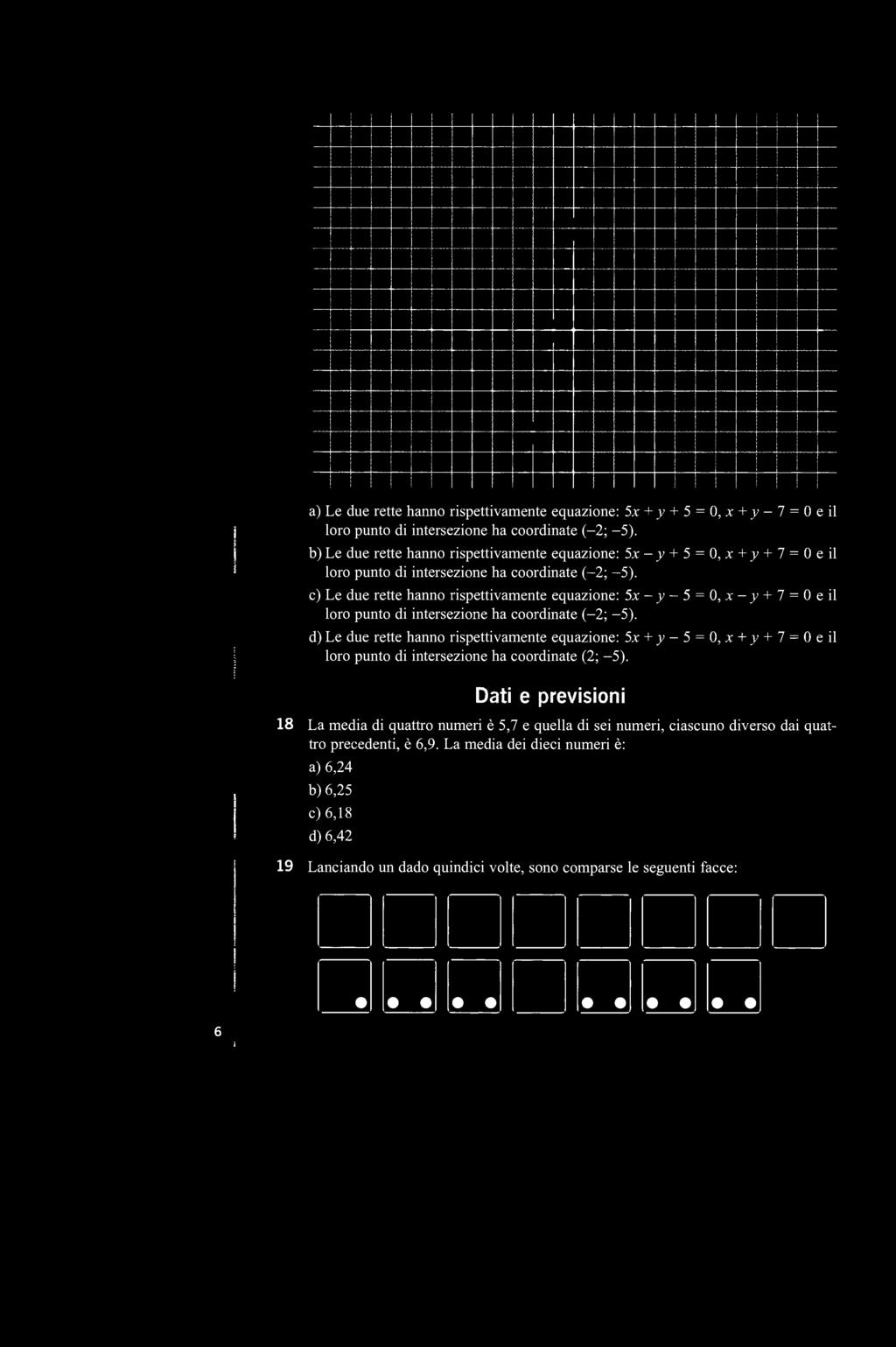 c) Le due rette hanno rispettivamente equazione: 5x - y - 5 = 0, x-j> + 7 = 0eil loro punto di intersezione ha coordinate (-2; -5).