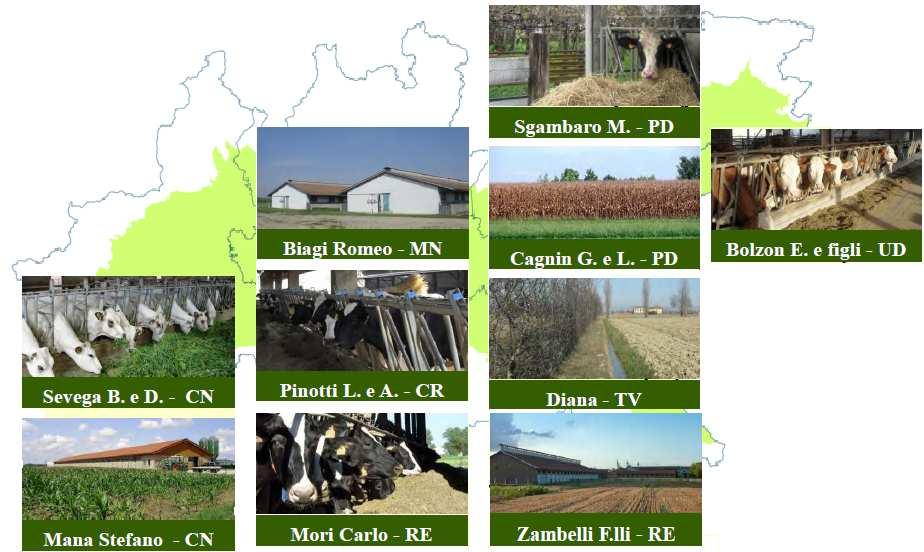 Progetto AQUA Ruolo delle aziende dimostrative 9 aziende dimostrative 9 aziende