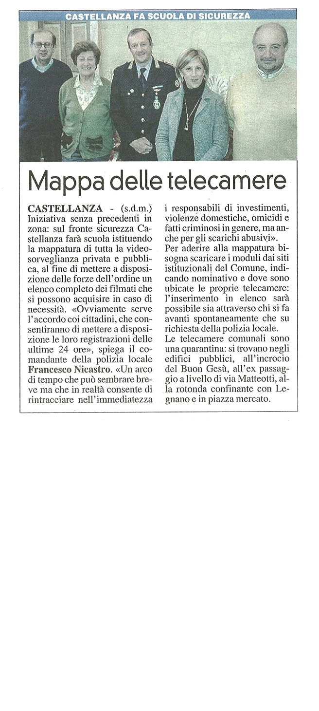 Castellanza fa scuola di sicurezza MAPPA DELLE TELECAMERE pubblicato il 26/11/2016 a pag.