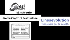 Logo Linea Evolution 4. Banda colorata sul fronte/retro 5. Logo Resi Report 6.