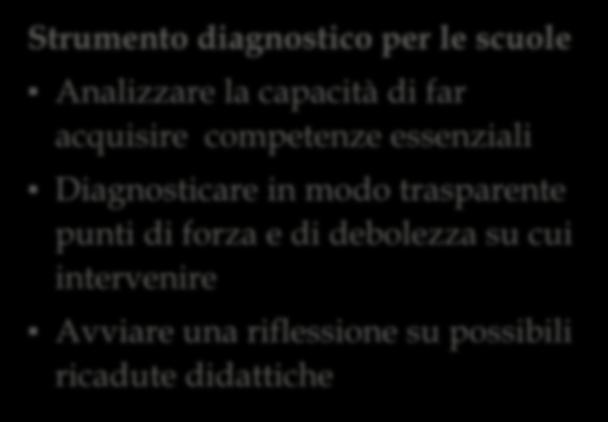 miglioramento e l armonizzazione del sistema di istruzione Valutazione di sistema Strumento diagnostico per le