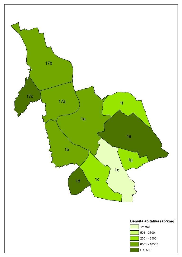 20,09 kmq Estensione 8.991,1 Densità abitativa Densità abitativa Densità abitativa (ab./kmq) per zona urbanistica Densità abitativa per z.u. 9.744,9 1a Centro Storico 9.535,7 1b Trastevere 5.