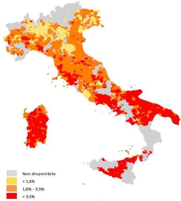 Incidenza della spesa per il servizio idrico sul reddito disponibile (anno 2017) dati per Comune in Italia l incidenza della spesa per un consumo necessario di acqua sul reddito disponibile delle