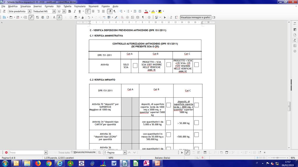 Formazione del personale In ultimo la SCHEDA VERIFICA