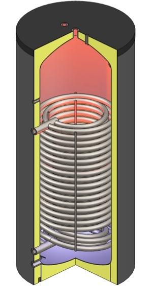 R8 scambiatore di calore Gli accumulatori smaltati possono essere utilizzati con fonti d'energia convenzionali e alternative (in particolare con pompe di calore) come accumulatori ausiliari.