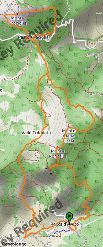 Descrizione: Descrizione: da Rocca d Aveto raggiungiamo la Valle Tribolata, sovrastata dalla nuda parete della Ciapa Liscia proseguendo si giunge al Passo Crociglia ed infine sul Monte Crociglia dove