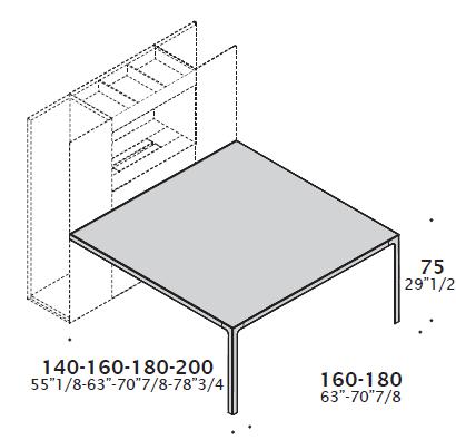 DIMENSIONI TAVOLI MEETING - H75 / H90