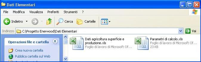 All interno della cartella Dati Elementari troviamo due files: Dati agricoltura superficie e