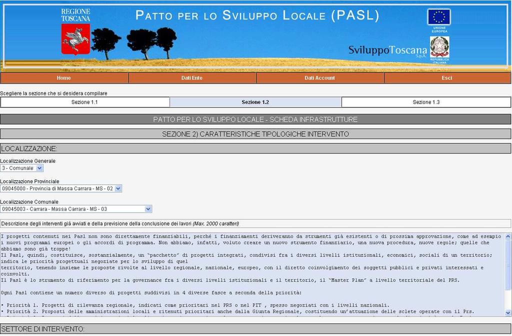 L utente Presentatore Compila Progetto (sez.